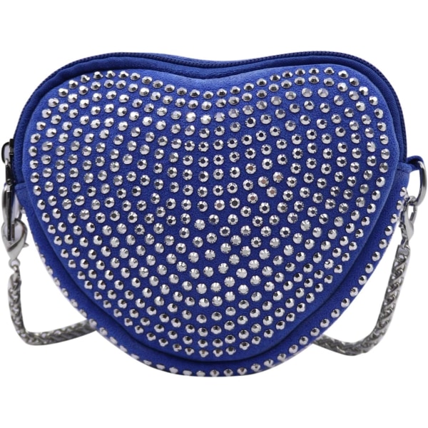 YC Söt hjärtformad crossbody-väska med rosett axelväska för små flickor småbarn, X varmrosa strass, en  X blå strass