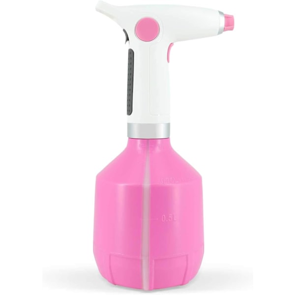 Elektrisk sprayflaska för hushållsblomma, inomhus handhållen spruta med justerbar pip, 32 ounce / 1 liter trädgård liten automatisk rosa
