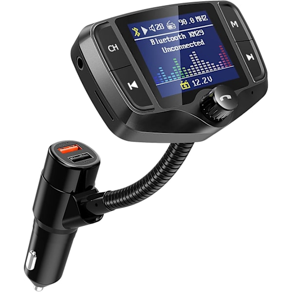 Uppgraderad liggande skärm] KM29 Bluetooth FM-sändare 1,8\" färgskärm bil Bluetooth