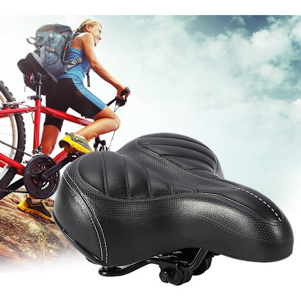 Zone Big Bum cykelsadel, vattentät sadelstol bred Big Bum cykel gel cruiser sportig mjuk dyna sadelstol dyna svart