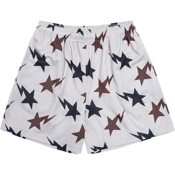 MLEMON Mesh Graphic Print Shorts för män, avslappnade träningsshorts, coola shorts, gym, basket, löpning