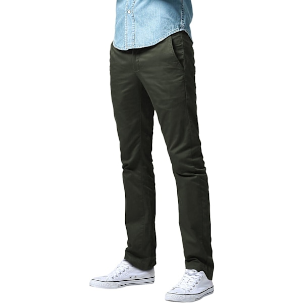 ch herr Athletic Fit raka ben casualbyxor #8036 8036 armégrön 29