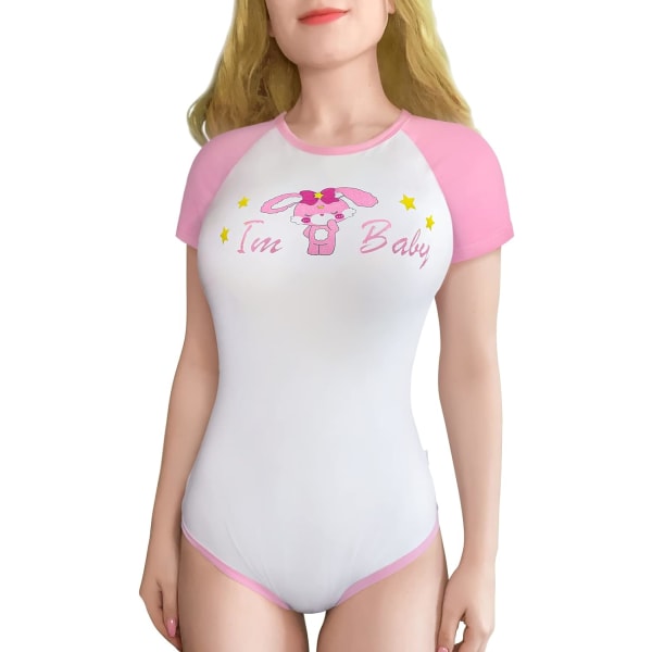 tleforbig Bomull Romper Onesie Pyjamas Bodysuit - Usagi I'm Baby Onesie Rosa Stor