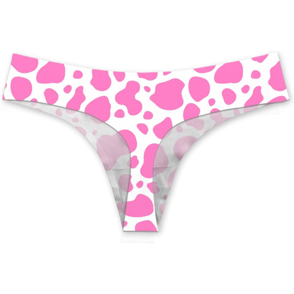 oranimal Sexiga 3D djur katt hund tryckta G-string trosor för kvinnor underkläder rosa ko medium