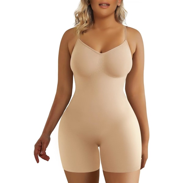 RX Bodysuit för kvinnor, maghållande shapewear, sömlös skulpterande trosa, body shaper, tank top, beige, XX-Small-X-Small