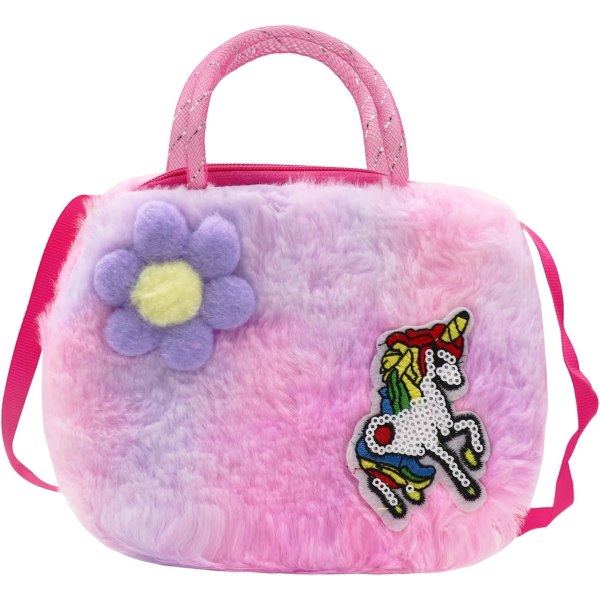 s Småbarn Rainbow Plush Unicorn Crossbody Bag Plånbok Mini Myntväska för pojkar Flickor Rosa (Sadel Sh