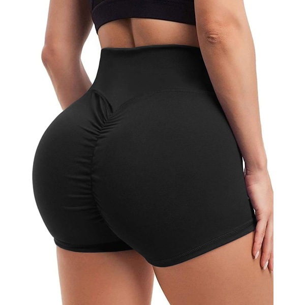ty Scrunch Shorts för kvinnor Yoga Ruched Gym Workout Shorts med hög midja Butt Lifting Hot Pants #1 Black Medium