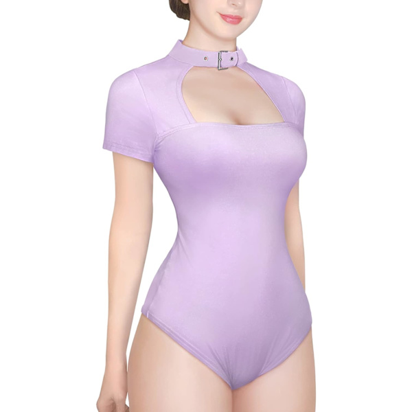 tleforbig Bomullsknapp i grenen Romper Onesie Pyjamas Bodysuit - Krage Lila 4X-Large