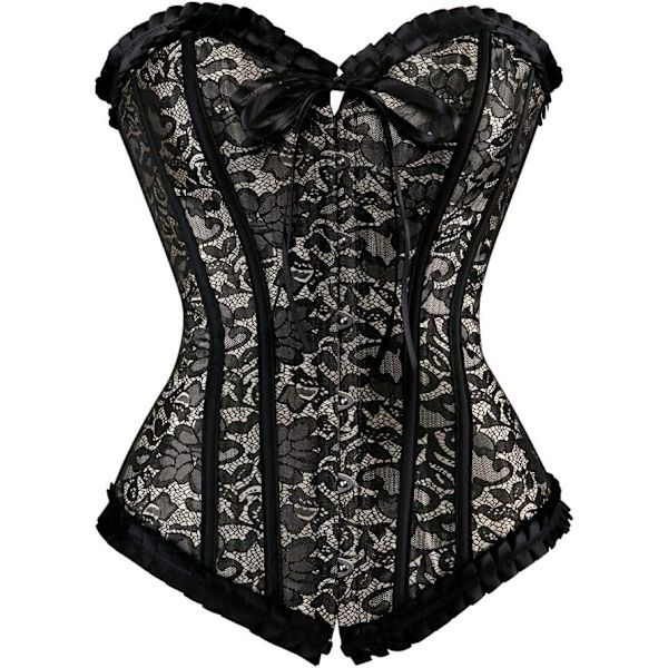 s Storlek Korsetter för Kvinnors Snörning Blommig Korsett Bustier Lingerie Topp Beige Ny 7X-Large