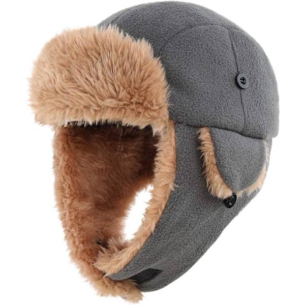 racy Pojkar Utomhus Vinter Fleece Trapper Hat Barn Varmt Öronlapp Mössor Mörkgrå 1-3T