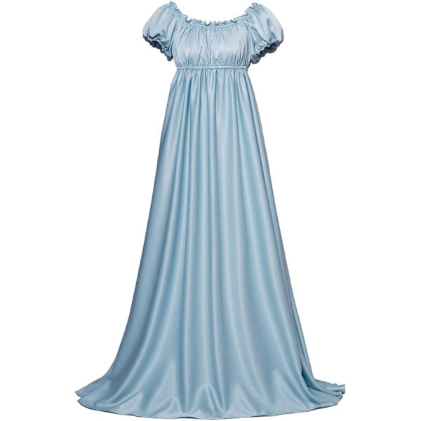 e Dress Regency Victorian Tea Party Gown Jane Austen Inspired Dress för kvinnor Ljusblå XXL/XXXL