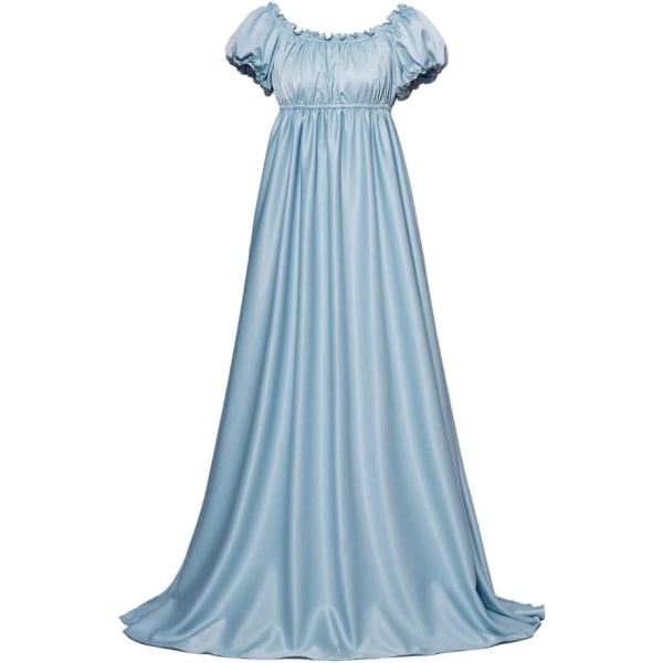 e Dress Regency viktoriansk tepartyklänning Jane Austen inspirerad klänning för kvinnor ljusblå XXL/XXXL