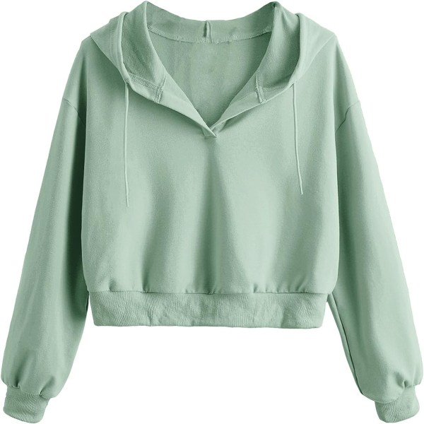 dusa Dam långärmad drop shoulder dragsko beskuren huvtröja sweatshirt mintgrön X-Large