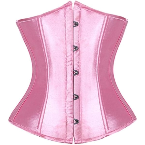 VYSHI Underbust Corset - Korsetter för kvinnor - Midja Cincher Shaper Boned Satin Lace Up Vintage Bustier Top, Black, X-Larg Pink Medium