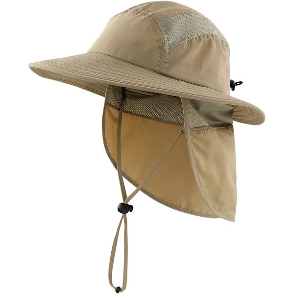 racy Barn Kids Boys Outdoor UPF50+ Bucket Sun Hat med nackskydd Bred Brätte Solskydd Hat Khaki