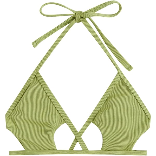 dusa Dam Cut Out Tie Knot Halter Badkläder Triangel Bikini Topp Grön Medium
