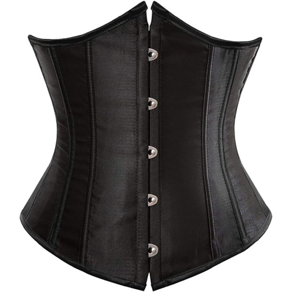 HOU Dam Bustier Korsett Topp Plus Storlek Satin Midja Cincher Overbust Bustiers Svart-3 Medium