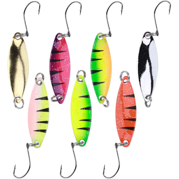7-pack Sequin Hard Fishing Lure, Multicolor Metal Spoons Lure Bait with Single