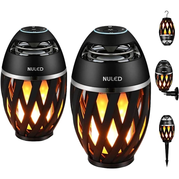 Ptable Audio Tiki Torch Väggfästesats/Magnetisk Bas/Krok Inkl. IP65 Vattentät NULED Flame Bluetooth-högtalare med varm gul LED-flimmeratmosfär