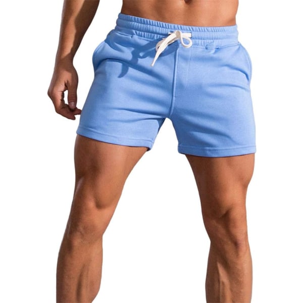 eLove Men's 3" Short Slim Fitted Gym Workout Sweat Running Exercise Athletic Lounge Shorts Blue-2043 34 Short