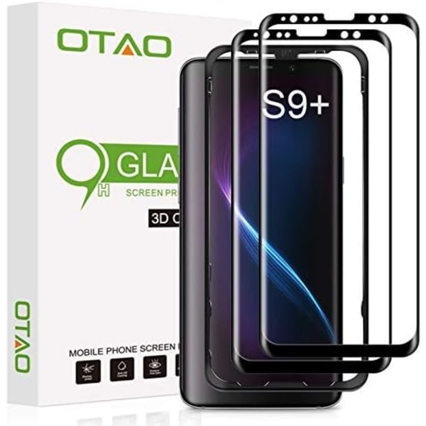 Gaxy S9 Plus skärmskydd härdat glas (2-pack), OTAO 3D Curved Dot Matrix [Full Screen Coverage] Glass Screen Protector för Samsung Galaxy S