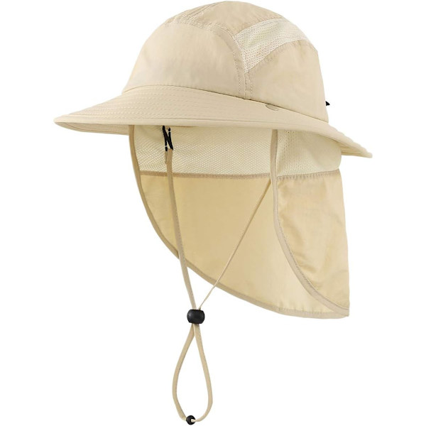 racy Barn Kids Boys Outdoor UPF50+ Bucket Sun Hat med nackskydd Bred Brätte Solskydd Hat Ljus Khaki