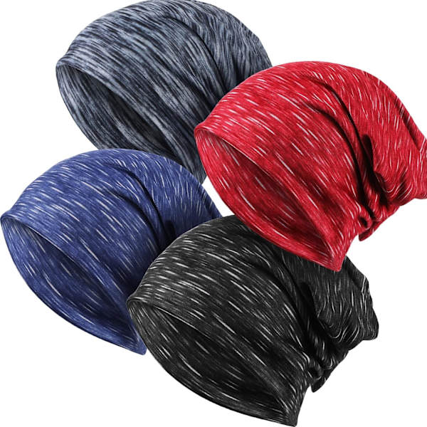 4 st Slarvig Beanie Mössa Sovmössa Baggy Skalle Stickad Sovmössa Huvudbonad Huvud Wrap Mössa för Män Kvinnor