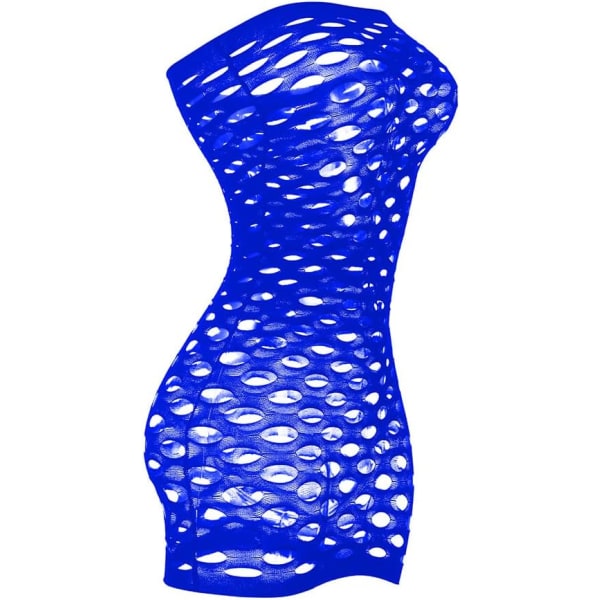 ifun Sexig Dambandslösa Fishnet Underkläder Sovkläder Miniklänning Tube Chemise Bodysuit One Size Bluea