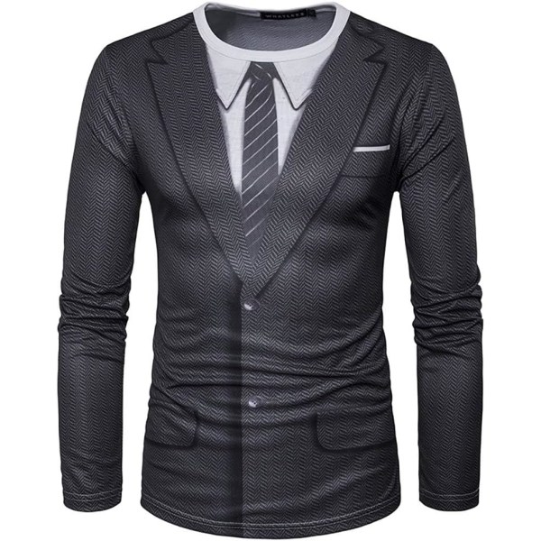 TJCIN 3D-tryck för män, realistisk kostym, smoking, långärmad T-shirt, affärsdräkt, medium