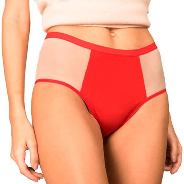 tys Hotpant Menstruationsunderkläder | Absorberande för Graviditet och Postpartum Trosor Röd X-Large