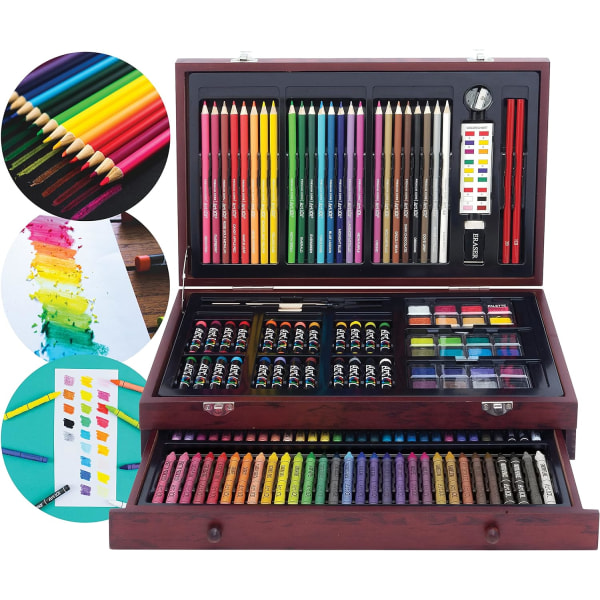 En 101 klotter och färg 142 st set i en case, innehåller 24 premiumfärgade pennor, en mängd olika färg- och målningsmedier: cray