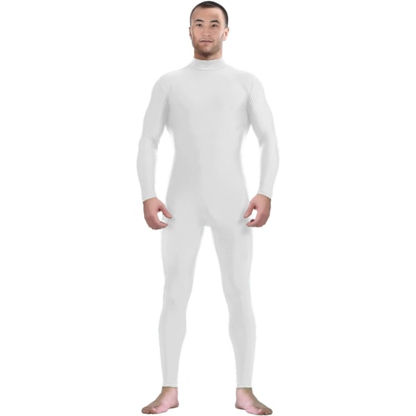 ler Spandex för män och kvinnor utan huvud och utan handskar Strumpor Zentai Costume Body Stretchy Cosplay Unitard Body Su White Large