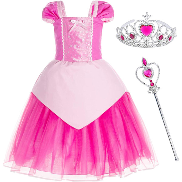 Pncess(Snövit,Belle,Lilla Sjöjungfrun,Anna,Askungen,Rapunzel) Kostym För Småflickors Födelsedag 2T-6T