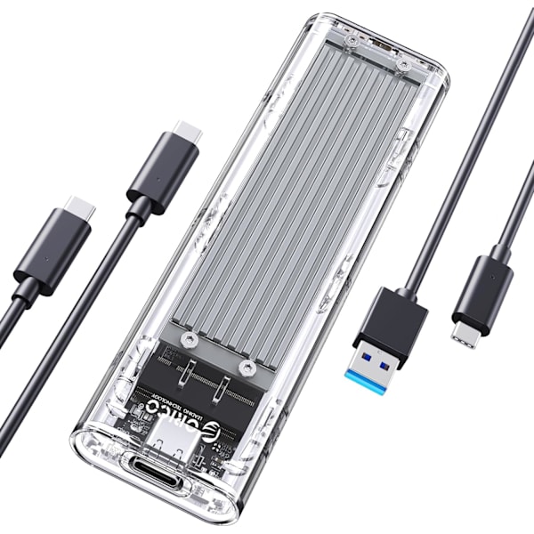 14  M.2 NVME-höljesadapter, USB 3.2 Gen 2 (10 Gbps), transparent externt SSD-höljesadapter för 2280 2260 2242 2230 PCI-E M2 M-Key SSD, USB Type C-konverterfodral 10Gpbs-sliver
