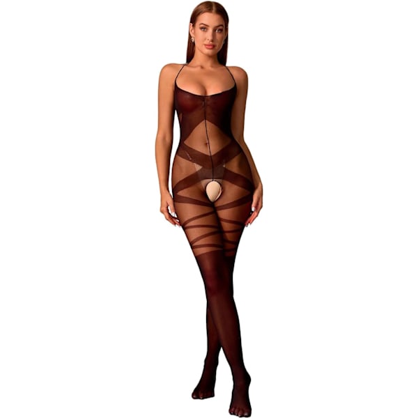 der Whisper Women's Stripes Crotchles Bodycon Sexy Halter Slips Lingerie Mini Dress Club Wear Party Dress Out Fits Black