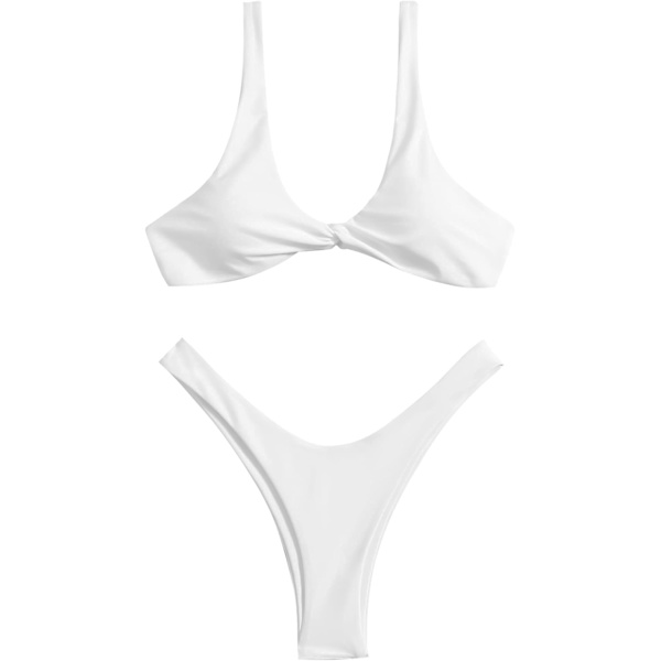 dusa Dam Twist Front High Cut Thong Tvådelad Bikini Set Baddräkt Vit Medium