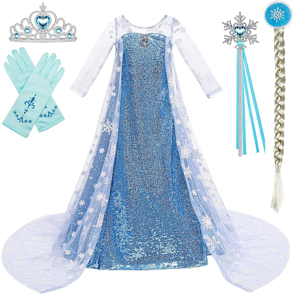 Pncessklänningar Flickor Kostymer Födelsedagsfest Halloween Kostym Cosplay Klä upp för Små Flickor 3-10 År