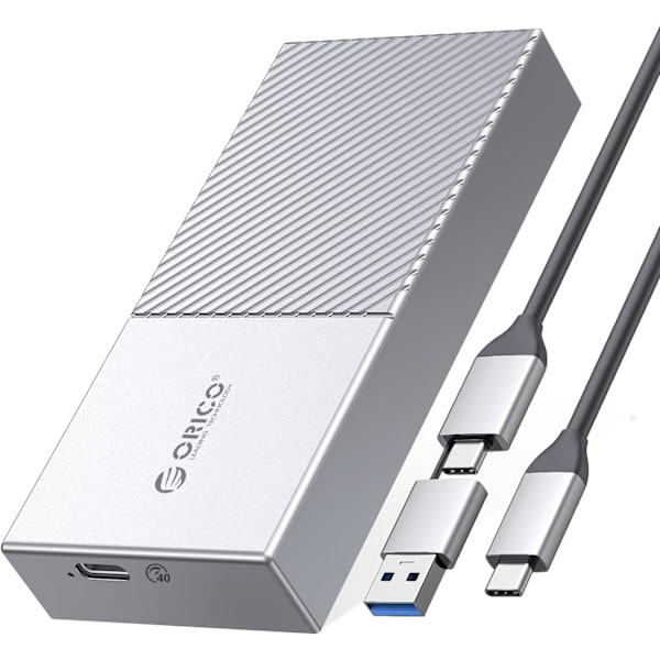 Uppgraderad M.2 NVME SSD-hölje 40 Gbps PCIe3.0x4 USB C-adapter, aluminium NVME PCIe 2280 M-Key(B+M Key) externt Solid State Drive-fodral, stödjer Thunderbolt 3/4 USB3.2/3.1/3.0/Type C 40 Gbps - Silver