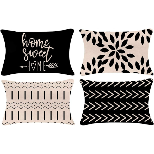 YLL Kuddfodral 18x18, Dekorativa Utomhus Linnekuddfodral Set om 4 för Soffa Säng och Bil 18x18 Tum 45x45 cm (S