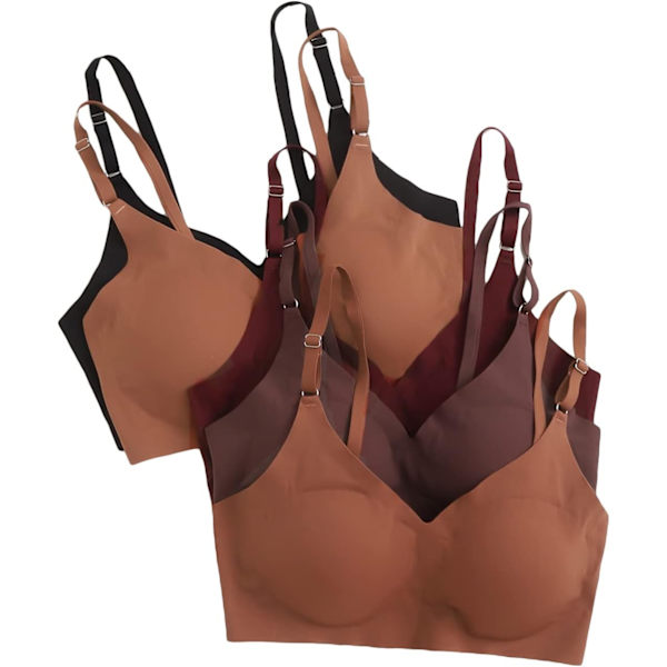 dusa Dam 5-pack Vadderade Sömlösa Braletter BH Linne Topp Vardagliga BH:ar Bruna Flera Medium