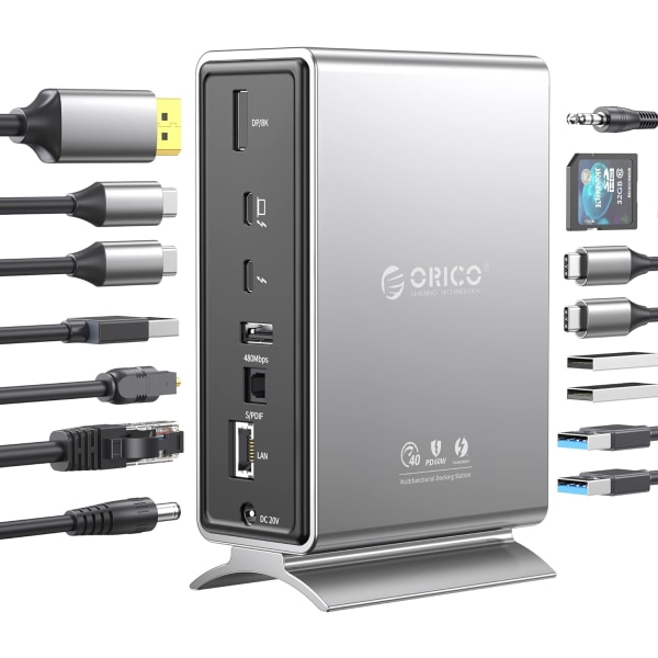 USB-C dockningsstation för tre skärmar för MacBook Pro M1/M2/Windows med 100 W power , 15-i-1 USB C dockningsstation för bärbar dator med 3 HDMI-portar, 8 USB portar