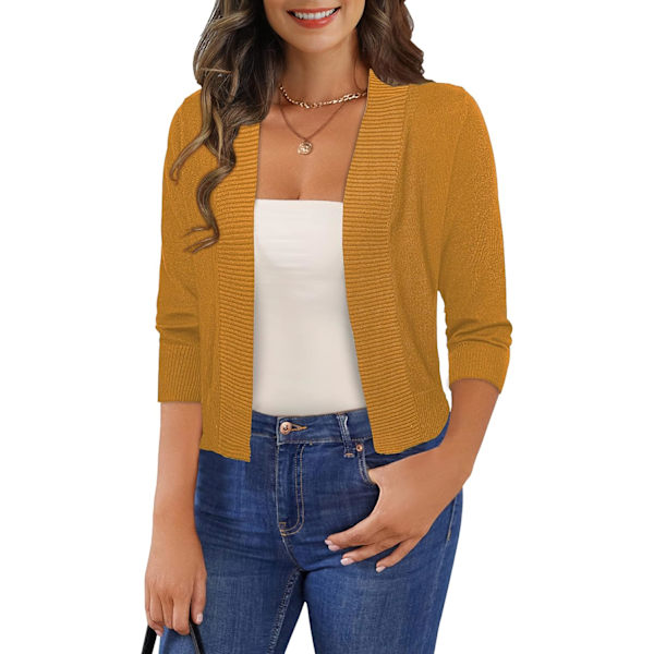 amee Dam 3/4 Ärm Kortade Koftor Cardigan Öppen Fram Bolero Korta Shrugs S-XL