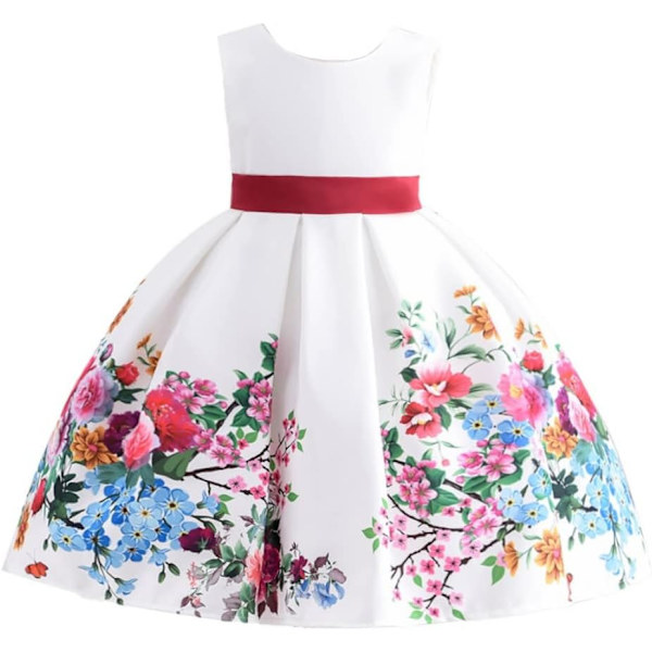 Cosplay Elegant Flower Glown Dress för flickor Young Adult Fashion Bow Flower Barn Party Festival Åldrar 5-9 år Röd - 2 7 år