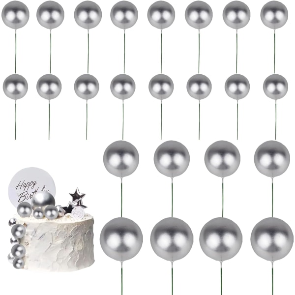 PCS Bollformad tårtinsats Toppers Miniballong tårtval Cupcake Pearl Bubble Balls Guld Silver DIY-dekoration för We Silver