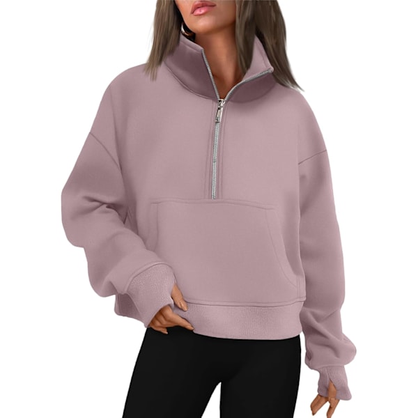 N Dam Oversized Sweatshirts Halv Zip Pullover Fleece Quarter Zip Up Hoodies 2023 Höst Mode Kläder Vinterkläder