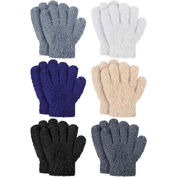 INIOR 6 par småbarns vinterhandskar mjuka stickade barnhandskar stretchiga varma handskar för stickade barnhandskar snö småbarn