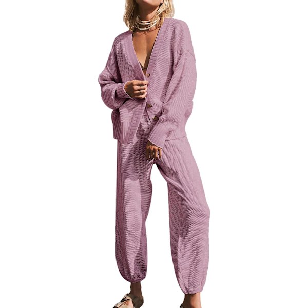 rlov Dam tvådelad outfit tröja set oversized stickad kofta och hög midja baggy byxor matchande set loungewear set