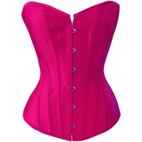 castic Svart Satäng Sexig Stark Benad Korsett Snörning Överbyst Bustier Bodyshaper Topp - Även Vit & Röd Het Rosa 7-8 XL-Byst:42-44 in/Midja:38-40 in