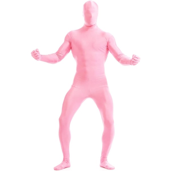 ler herr- och damspandex helkropp Zentai kostym body rosa medium