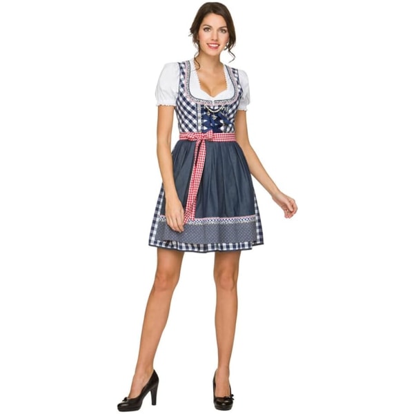 ATPG Bayerska Oktoberfest-dräkt Kvinnor Tyska Traditionella Oktoberfest-kläder Dirndl-klänning Karneval Halloween Bar-servitris Blå X-Large